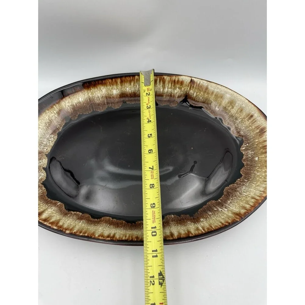 Pfaltzgraff Gourmet Brown Drip Oval Platter Serving Plate 15”